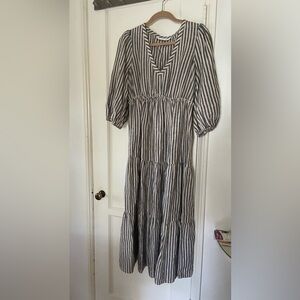 Trina Turk linen stripes maxi dress size M